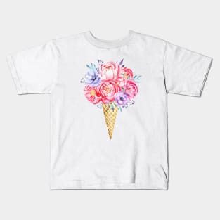 Flowers in waffle cone, Hello summer! Kids T-Shirt